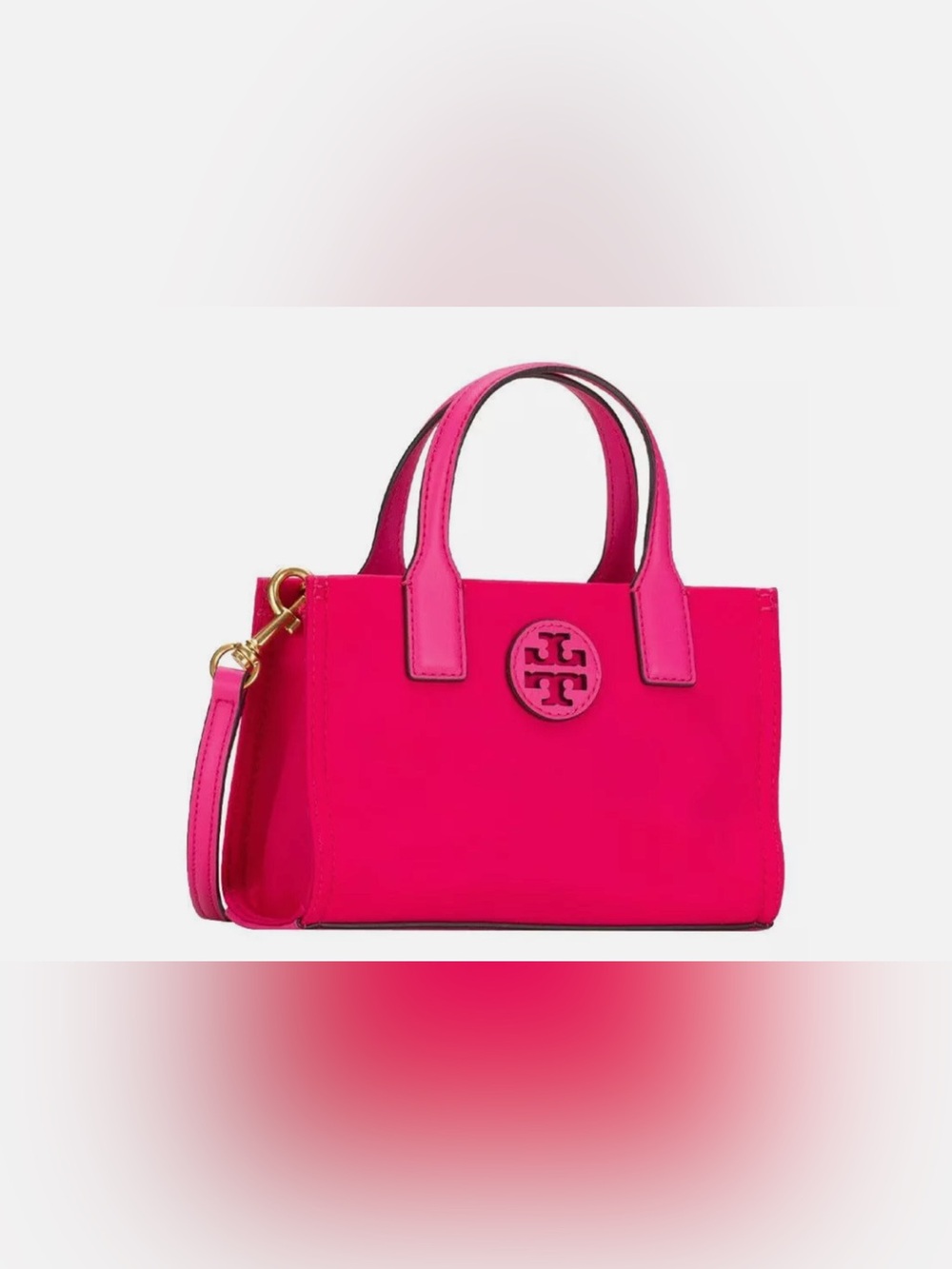 TORY BURCH ELLA NYLON MINI TOTE CROSSBODY BAG SATCHEL BRIGHT PINK